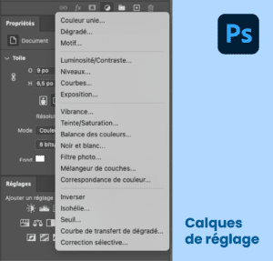 Calques de réglage sur Photoshop
