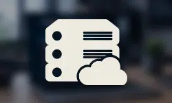 Icon of a server stack with a cloud, representing cloud storage or backup