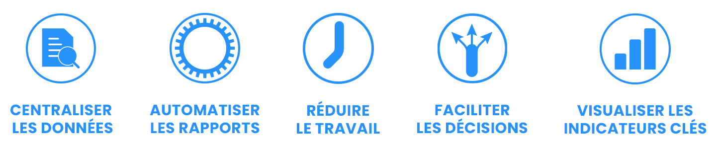Icône bleue ronde représentant un document et une loupe — Centraliser les données