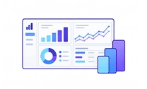 Illustration du domaine Power BI et intelligence d’affaires : poste de travail et outils numériques